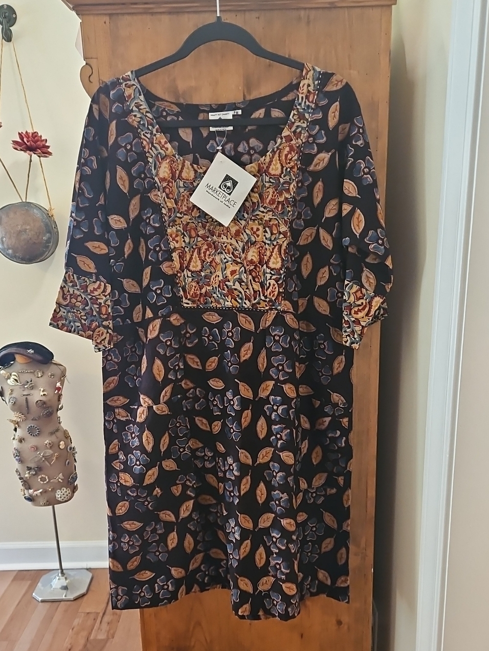 Marketplace Floral Cotton Midi Dress Size P Medium NWT